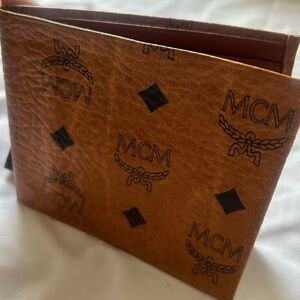 Vintage MCM Visetos Bi-Fold Wallet in the brand's signature cognac color